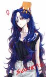  1girl blue_hair colored_inner_hair conch_(gundam) cowboy_shot genderswap genderswap_(mtf) gloves gundam gundam_gquuuuuux highres long_hair looking_at_viewer multicolored_hair non-humanoid_robot red_eyes red_hair robot shuji_ito simple_background skoukaz sleeveless solo tank_top two-tone_hair venus_symbol white_background 