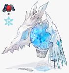  absurdres check_copyright commentary_request copyright_request crack crystal_ball dated grey_background highres no_humans object_focus original reflective_floor shadow signature simple_background skull snowflakes sukepmonster 