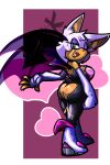 absurd_res anthro armwear bat bat_wings big_breasts big_butt black_bodysuit black_clothing black_lipstick black_nose black_skinsuit black_wings bodysuit boots breasts butt butt_cutout clothing cutout eyelashes eyeshadow female footwear fur green_eyes hi_res lipstick looking_at_viewer looking_back looking_back_at_viewer makeup mammal membrane_(anatomy) membranous_wings one_eye_closed purple_background purple_eyeshadow rear_view rouge_the_bat sega shoes simple_background skinsuit solo sonic_the_hedgehog_(series) tight_clothing white_armwear white_background white_body white_boots white_clothing white_footwear white_fur wings wink winking_at_viewer zenkitsune_(artist)