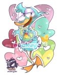 adrielle-akuryo anatid anseriform avian beak bird blue_body duck heart_symbol hi_res lgbt_pride male pride_colors queer_duck_(character) queer_duck_(series) rainbow_flag rainbow_pride_flag rainbow_symbol solo watermark