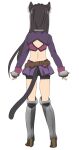  1girl animal_ear_fluff animal_ears anime_coloring armor back belt bike_shorts bike_shorts_under_skirt black_hair brown_belt cat_ears cat_girl cat_tail collar from_behind full_body greaves isekai_maou_to_shoukan_shoujo_no_dorei_majutsu kaneko_shizue long_hair long_sleeves looking_at_viewer metal_collar official_art pleated_skirt rem_galeu simple_background skirt solo standing tail torn_bike_shorts torn_clothes transparent_background 