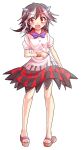  1girl alphes_(style) black_hair blush bracelet brown_sandals commentary_request dairi dress full_body grey_horns horns jewelry kijin_seija large_variant_set multicolored_dress multicolored_hair parody pigeon-toed pink_hair puffy_sleeves sandals short_sleeves small_horns solo style_parody tachi-e touhou transparent_background variant_set white_dress 