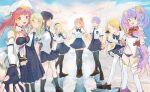  6+girls acminaasonde antenna_hair aoi_sena bandeau black_bandeau black_gloves black_panties black_socks black_thighhighs boots bow bowtie chaos;head chaos;head_love_chu_chu! closed_mouth collared_shirt detached_sleeves dress_shirt earrings erin-fray_orgel fingerless_gloves gloves green_trim hair_bow highres jewelry kishimoto_ayase kneehighs kusunoki_yua long_skirt magical_girl miniskirt multiple_girls necktie nishijou_nanami one_side_up open_mouth orihara_kozue panties pink_eyes pink_hair plaid_bow plaid_bowtie plaid_clothes plaid_necktie plaid_skirt plaid_sleeves pleated_skirt purple_bow purple_bowtie purple_eyes purple_skirt red_necktie sakihata_rimi school_emblem school_uniform science_adventure seira_orgel shirt short_sleeves skirt smile socks suimei_academy_school_uniform suimei_summer_uniform thighhighs underwear white_boots white_petticoat white_shirt white_sleeves white_thighhighs 