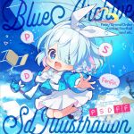  +_+ 1girl :d arona_(blue_archive) blue_archive blue_eyes blue_hair blunt_bangs blush bow bowtie braid chibi chibi_only colored_inner_hair commentary_request copyright_name cover cover_page doujin_cover full_body hair_bow hair_over_one_eye hairband holding holding_umbrella honda_tamanosuke jumping long_bangs long_sleeves looking_at_viewer midair miniskirt multicolored_hair open_mouth outstretched_arm outstretched_hand pink_hair puffy_long_sleeves puffy_sleeves sailor_collar school_uniform serafuku single_braid skirt smile solo speech_bubble tareme two-tone_hair umbrella under_umbrella white_bow white_bowtie white_hairband white_sailor_collar white_skirt 