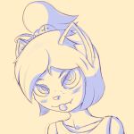  2022 ambiguous_gender animal_crossing anthro blush clothed clothing felid feline hair hi_res inner_ear_fluff isabelle_(animal_crossing) looking_at_viewer mammal new_life nintendo shaded sketch smile smug solo tongue tongue_out tuft video_games 