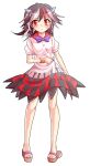  1girl alphes_(style) black_hair blush bracelet brown_sandals commentary_request dairi dress full_body grey_horns horns jewelry kijin_seija large_variant_set multicolored_dress multicolored_hair parody pigeon-toed pink_hair puffy_sleeves sandals short_sleeves small_horns solo style_parody tachi-e touhou transparent_background variant_set white_dress 