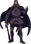  1boy anime_coloring armor armored_skirt beard black_hair blue_eyes breastplate clevatess:_majuu_no_ou_to_akago_to_shikabane_no_yuusha cloak closed_mouth dorel_(clevatess) facial_hair full_armor full_body gauntlets greaves hair_slicked_back holding holding_sword holding_weapon looking_at_viewer male_focus mature_male medium_hair mustache official_art open_hand purple_armor purple_cloak sako_souichirou shoulder_armor sideburns simple_background solo spread_fingers standing sword thick_eyebrows transparent_background tsurime v-shaped_eyebrows weapon 
