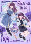  1girl ave_mujica_(bang_dream!) bang_dream! bang_dream!_it&#039;s_mygo!!!!! belt bird black_belt black_hair black_shirt black_shoes black_skirt black_socks blue_dress cat chain chain_necklace character_name closed_mouth commentary_request dog dress drumsticks earrings hand_up jacket jewelry kaname_raana keyun long_hair looking_at_another misumi_uika mole mole_under_eye multiple_views musical_note mygo!!!!!_(bang_dream!) nagasaki_soyo necklace octopus open_clothes open_jacket panda penguin purple_eyes raana_the_cat shiina_taki shirt shoes single_earring skirt socks symbolism takamatsu_tomori togawa_sakiko wakaba_mutsumi white_jacket white_shirt wolf yahata_umiri yellow_belt yuutenji_nyamu 
