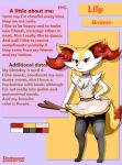  2020 3_fingers anthro apron baterco braixen character_bio character_name choker clothing english_text fangs female fingers fluffy fluffy_tail fur hi_res inner_ear_fluff jewelry lily_(baterco) multicolored_body multicolored_fur necklace nintendo pawpads paws_on_hips pok&eacute;mon pok&eacute;mon_(species) purple_background red_eyes signature simple_background solo text tuft twig two_tone_body two_tone_fur video_games white_body white_fur yellow_body yellow_fur 
