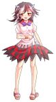  1girl alphes_(style) black_hair blush bracelet brown_sandals commentary_request dairi dress full_body grey_horns horns jewelry kijin_seija large_variant_set multicolored_dress multicolored_hair parody pigeon-toed pink_hair puffy_sleeves sandals short_sleeves small_horns solo style_parody tachi-e touhou transparent_background variant_set white_dress 