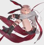  1boy absurdres aji_11300913 animal_ear_hairband animal_ears ascot belt belt_collar black_boots black_shorts blue_eyes boots bracelet chain coat coattails collar commentary_request dahlia_(genshin_impact) fake_animal_ears floating_clothes from_side full_body genshin_impact grey_background grin hair_behind_ear hairband headband highres jewelry knees_up lapels leash long_sleeves looking_at_viewer male_focus parted_bangs pink_hair profile rabbit_ear_hairband rabbit_ears rabbit_tail red_collar shirt short_hair shorts simple_background sitting sleeve_cuffs smile solo tail teeth thigh_belt thigh_strap two-sided_coat two-sided_fabric white_ascot white_background white_coat 