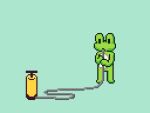 2019 4:3 amphibian animated anthro belly big_belly blue_background digital_media_(artwork) frog green_body hose hose_inflation huge_belly inflation kizitoba pixel_(artwork) pixel_animation short_playtime simple_background solo spherical_inflation