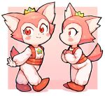 1girl :3 arabian_dream_scheherazade bachera blush_stickers body_fur border cameltoe cat_girl chibikemo coronya crown full_body furry furry_female highres long_sleeves looking_at_viewer multiple_views pants red_eyes red_shoes shoes white_border white_pants 