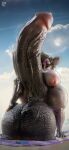 ambiguous_gender anthro balls balls_touching beach big_balls big_breasts big_penis bodily_fluids breasts colored_nails ear_piercing erection felid feline felis fur genesis_(doggod.va) genital_fluids genitals gynomorph hair herm herm_(lore) hi_res huge_balls huge_breasts huge_penis humanoid humanoid_genitalia humanoid_penis hyena hyenid_(species) hyper hyper_genitalia hyper_penis intersex looking_at_viewer mammal nails nipples nude open_mouth penis piercing puffy_nipples ring_piercing solo spotted_hyena sweat sweatdrop sweaty_breasts sweaty_legs sweaty_thighs tongue tongue_out tongue_piercing vein veiny_penis vympel