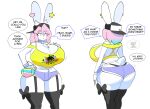  absurd_res anthro big_breasts big_butt breasts butt cleavage clothed clothing female garter_straps hair hi_res huge_breasts lagomorph legwear leporid mammal pb_(theycallhimcake) pink_hair rabbit simple_background solo theycallhimcake thigh_highs white_background 