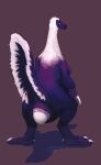  absurd_res animal_genitalia archosaur avian-king butt cloaca dinosaur egg female feral fowlroyalafterdark genitals hi_res oviposition purple_body rear_view rearing_up reptile scalie solo standing_position therizinosaur therizinosaurid therizinosaurus theropod white_neck white_tail 