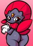  ambiguous_gender anthro big_butt black_pupils butt claws ekkokenight feathers forehead_gem grey_body hi_res looking_back nintendo nude pok&eacute;mon pok&eacute;mon_(species) pupils red_eyes solo thick_thighs video_games weavile wide_hips 