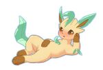  absurd_res eeveelution female feral genitals hi_res leafeon lying nintendo pok&eacute;mon pok&eacute;mon_(species) pussy simple_background solo sword-dance video_games white_background yellow_body 