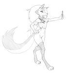  anthro bottomless breasts canid canid_demon canine claws clothed clothing collar demon eyelashes female fur hair hellhound helluva_boss hi_res legwear loona_(helluva_boss) mammal notched_ear nude simple_background sketch solo stockings w4g4 white_background 