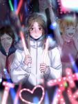  1boy absurdres bangs bishounen blush brown_hair fur glowstick heart highres lights long_hair male_focus parted_bangs shiyangtacit tian_guan_ci_fu xie_lian 