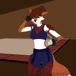  1:1 2022 amber_eyes anthro armor canid canine clothed clothing colored_fur dark_hair digital_drawing_(artwork) digital_media_(artwork) female fox fur green_eyes hair heterochromia hi_res magic mammal melee_weapon orb red_body red_fur rita_penebui solo sword wasabikitten weapon white_body white_fur 