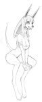  2020 alternate_version_at_source anbs-02 anthro anubian_jackal black_and_white bottomless bottomless_anthro bottomless_female breasts canid canine canis cleavage clothed clothing female full-length_portrait happy hi_res jackal looking_at_viewer mammal monochrome open_mouth open_smile portrait sitting sketch smile solo tail_motion tailwag w4g4 zenonzard 