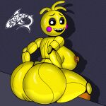  1:1 absurd_res anthro big_breasts big_butt breasts butt chica_(fnaf) female five_nights_at_freddy&#039;s genitals hi_res huge_butt machine nipple_piercing nipples open_mouth open_smile piercing pussy renegade-157 robot scottgames smile solo video_games 