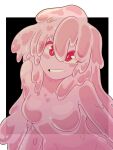 2019 breasts digital_drawing_(artwork) digital_media_(artwork) featureless_breasts female glowyskull goo_creature humanoid nikki_(glowyskull) noseless pink_body red_eyes slime smile solo translucent