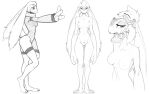  2020 anthro black_and_white breasts clothed clothing ears_down female front_view genitals hi_res lagomorph long_arms long_ears machine mammal monochrome nipples nude pivoted_ears pussy robot side_view sketch solo standing w4g4 