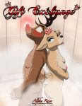  2022 absurd_res alpha_rain anthro blush breasts butt capreoline cervid clarice_(rudolph_the_red-nosed_reindeer) comic cover cover_art cover_page duo female hi_res male male/female mammal nipples nude reindeer rudolph_the_red-nosed_reindeer rudolph_the_red-nosed_reindeer_(tv_special) shower steam 