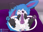  absurd_res animal_genitalia animal_penis balls blush cloudeon cloudeon_(character) digital_media_(artwork) eeveelution erection feet feral fur genitals hi_res male mammal nintendo nude pawpads paws penis pok&eacute;mon pok&eacute;mon_(species) smile solo sylveon toes video_games 