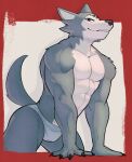  abs abstract_background anthro beastars canid canine canis clothed clothing fur grey_body grey_fur hi_res jrjresq legoshi_(beastars) looking_at_viewer male mammal multicolored_body multicolored_fur muscular muscular_anthro muscular_male scar solo two_tone_body two_tone_fur underwear underwear_only white_body white_fur wolf 