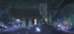  bare_tree building chimney fireflies forest game_cg glowing glowing_mushroom grass kirisame_magic_shop mushroom nature no_humans non-web_source official_art outdoors scenery touhou touhou_gensou_eclipse tower tree window 