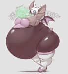 2025 absurd_res anthro bat belly big_belly big_breasts big_ears black_clothing bodily_fluids boots breasts burp_cloud burping cleavage clothed clothing drakeinflates english_text eyeliner female footwear green_burp_cloud hands_behind_head hi_res high_heeled_boots high_heels huge_belly huge_breasts hyper hyper_belly makeup mammal motion_lines obese obese_anthro obese_female one_eye_closed onomatopoeia open_mouth overweight overweight_anthro overweight_female rouge_the_bat scut_tail sega shoes short_tail simple_background skinsuit solo sonic_the_hedgehog_(series) sound_effects standing sweat sweaty_armpit tail tail_motion tailwag teeth text tight_clothing tongue wings