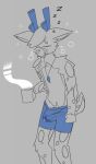  2022 anthro barely_visible_genitalia barely_visible_penis blue_antlers blue_bottomwear blue_clothing blue_penis blue_shorts bodily_fluids bottomwear bubble cervid clothing coffee_cup container cup erection eyes_closed fist fur genital_fluids genitals hi_res male mammal morning_wood open_mouth penis precum shark_tooth_necklace shorts sketch skweekers sleep_bubbles sleeping snot snot_bubble solo sound_effects spot_(skweekers) spot_color spots spotted_body spotted_fur tired zzz 