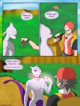 anthro bell clothed clothing comic dialogue digital_media_(artwork) duo dustin_c english_text felid feline hair hi_res human legendary legendary_pok&eacute;mon male male/male mammal mewtwo nintendo pok&eacute;mon pok&eacute;mon_(species) red_(pok&eacute;mon) simple_background soothe_bell speech_bubble text video_games 