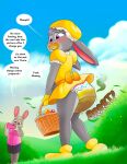 anthro bodily_fluids bonnie_hopps booties clothing coqodraws dialogue diaper disney dress duo easter easter_egg embarrassed feces female female/female fur genital_fluids grey_body grey_fur holidays judy_hopps lagomorph leporid mammal object_in_mouth pacifier pacifier_in_mouth pooping rabbit soiled_diaper soiling soiling_diaper speech_bubble unclean_diaper urine used_diaper wet_diaper yellow_clothing yellow_dress zootopia