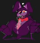 absurd_res animatronic anthro bodily_fluids bonnie_(fnaf) butt cum cum_in_mouth cum_in_own_mouth cum_in_self cum_inside five_nights_at_freddy&#039;s genital_fluids hi_res lagomorph leporid machine male male/male mammal purple_body rabbit red_eyes robot scottgames simple_background sirunfurr solo