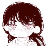  1girl chainsaw_man chibi chibi_only closed_mouth deer60868637 dot_mouth jacket long_hair monochrome ringed_eyes scar scar_on_cheek scar_on_face scar_on_nose solo wet wet_clothes wet_hair yoru_(chainsaw_man) 