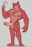  abs biceps big_penis canid canine erection five_nights_at_freddy&#039;s flexing fox foxy_(fnaf) fur genitals humanoid_genitalia humanoid_penis looking_at_viewer mammal muscular open_mouth penis red_body red_fur scottgames simple_background sketch unrealrui video_games yellow_eyes 