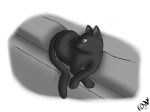  absurd_res ambiguous_gender black_body black_fur domestic_cat felid feline felis feral fur furniture green_eyes grey_body grey_fur grey_nose hi_res looking_away lying mammal nonny18675309 reclining reclining_pose sofa solo whiskers 