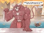 2_horns 5_fingers anthro arm_hair autumn balls barazoku beard belly_hair biceps big_balls big_muscles big_penis biped black_fingernails black_nails black_nose body_hair bovid bovine brown_body brown_fur cattle chest_hair chest_tuft colored_nails deltoids detailed_background dialogue digital_media_(artwork) dullaram duo english_text eyebrows facial_hair fallen_leaves fence fingernails fingers fist flaccid floor fur genitals gulonine hairy hi_res holding_object holding_towel horn hot_spring humanoid_hands inner_ear_fluff leg_hair looking_at_another looking_back looking_back_at_another looking_up_at_another male male_anthro mammal manly marten mature_anthro mature_male mostly_submerged multicolored_body multicolored_fur muscular muscular_anthro muscular_arms muscular_male mustache mustelid musteline nails narrowed_eyes nipple_piercing nipples nude nude_anthro nude_male open_mouth outdoor_nudity outside partially_submerged pecs penis piercing pink_inner_ear pink_nipples pink_penis plant pubes red_body red_fur sable_(marten) shaded shoulder_hair skinny_dipping speech_bubble swimming_pool tail tail_tuft tan_ear tan_eyebrows teeth text thick_penis tile tile_floor towel towel_on_shoulder tree triceps tuft vein veiny_penis vulto_(dullaram) water wet wet_body wet_floor wet_fur white_beard white_body white_body_hair white_eyebrows white_facial_hair white_fur white_horn white_inner_ear_fluff white_mustache white_pubes white_towel