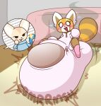 aggretsuko ailurid anthro bedroom big_diaper blush bondage_gear bondage_gloves canid canine caught_in_the_act clothing cutaway diaper diaper_under_clothing dummydoodles duo embarrassed excessive_feces exposed_diaper expression_cutaway feces female fennec_fox fenneko fox handwear hi_res huge_diaper hyper hyper_diaper hyper_feces hyper_soiling laugh mammal onesie red_panda retsuko sanrio snapsuit soiled_diaper soiling sound_effects stink_fumes taking_picture true_fox unclean_diaper used_diaper wide_eyed