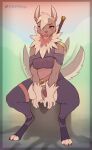  canid canine canis chest_tuft claws clothed clothing colored_nails female fur hair hi_res inner_ear_fluff looking_at_viewer mammal markings nails panties pink_eyes signature solo tail_motion tailwag tongue tuft underwear w4g4 