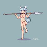  canid canine canis female humanoid low_res mammal melee_weapon noro nude polearm rollfox spear weapon wolf wolf_girl 