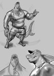 anthro clothing epic_games fish fortnite hat headgear headwear hi_res jewelry male marine necklace purplebirdman safety_first_steve_(fortnite) shark shark_fin shark_tail shark_teeth shirt sketch smile solo swimwear tank_top tongue tongue_out topwear