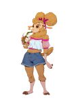 accessory anthro beverage bottomwear bovid bow_ribbon caprine clothing coffee container cup denim denim_bottomwear denim_clothing denim_shorts digital_drawing_(artwork) digital_media_(artwork) domestic_sheep drinking drinking_straw ear_bell eyebrows female fluffy fluffy_tail full-length_portrait fur hair_accessory hair_bow hair_ribbon holding_beverage holding_object hooves horizontal_pupils mammal merina_(ruffu) merino_sheep portrait pupils raised_eyebrows ribbons ruffu sheep shorts shoulderless_shirt simple_background solo tail translucent translucent_clothing twintails_(hairstyle) yellow_body yellow_eyes yellow_fur