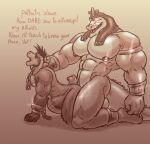 abdominal_bulge absurd_res alligator alligatorid anal anthro chain collar crocodilian cuff_(restraint) dialogue dominant dominant_male duo from_behind_(disambiguation) hi_res male male/male muscular muscular_male penetration reptile restraints scalie sex shackles simonsbathtub size_difference slave sobek species_request submissive submissive_male text