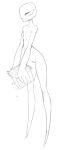 2021 black_and_white enderman female flat_chested genitals hi_res holding_object humanoid long_legs microsoft minecraft mojang monochrome not_furry nude pussy simple_background sketch skinny smile solo tall video_games w4g4 white_background xbox_game_studios 