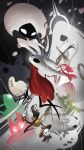  absurdly_long_hair antennae arthropod_boy arthropod_girl bell_beast_(hollow_knight) black_eyes black_skin cape cloak colored_skin crossed_arms crust_king_khann_(hollow_knight) dancing giant giantess grand_mother_silk_(hollow_knight) green_prince_(hollow_knight) hat hdhenry highres holding holding_weapon hollow_eyes hollow_knight hollow_knight:_silksong horned_mask hornet_(hollow_knight) horns instrument jewelry lace_(hollow_knight) long_hair long_sleeves map_(object) mask music no_mouth nyleth_(hollow_knight) petals pin_(hollow_knight) playing_instrument poster_(medium) puffy_long_sleeves puffy_sleeves red_cloak scar scar_across_eye scar_on_face shakra_(hollow_knight) sherma_(hollow_knight) skarrsinger_karmelita_(hollow_knight) thread very_long_hair weapon white_eyes white_hair white_mask 